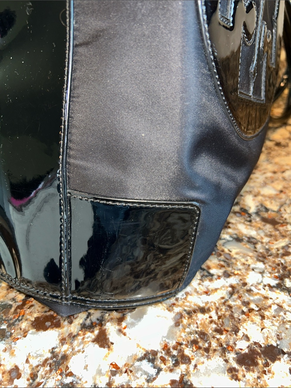 Tory Burch Black Nylon Tote with Patent Logo Detail - Picture 12 of 16